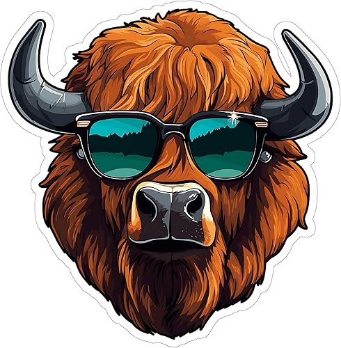 Adhesivo de bisonte de 4 pulgadas, diseño de búfalo de bisonte americano herbívoro y vida silvestre, calcomanía de vinilo impermeable para laptop,