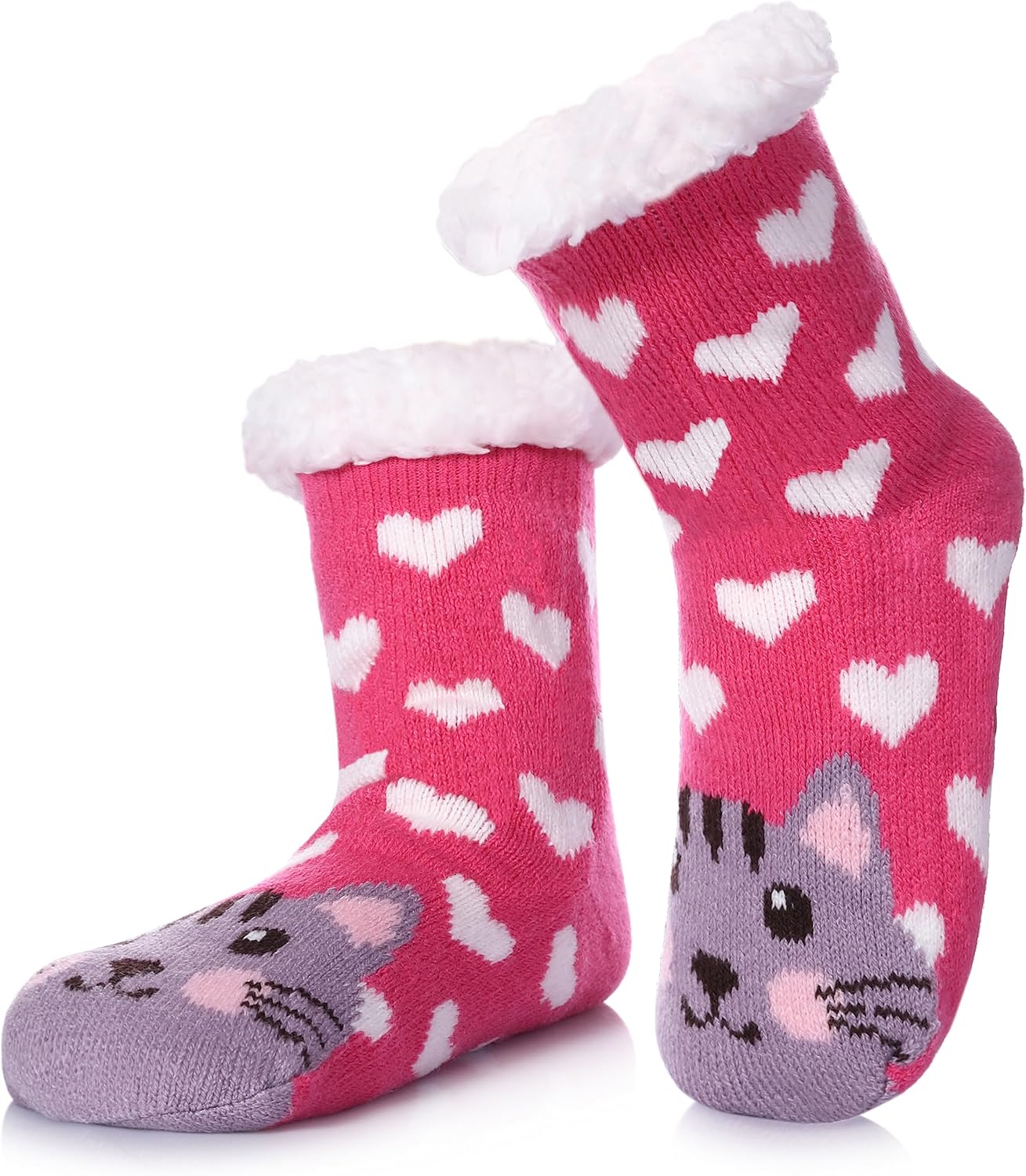 TRUEHAN Kids Girls Boys Slipper Socks Soft Thick Cozy Fuzzy Animal Anti-Slip Winter Thermal Christmas Socks Indoor