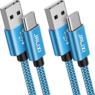 JALIXI USB C Charger Cable 1M 2 Pack, 3A USB to USBC Lead Fast Charging Nylon for Samsung Galaxy S10 S10e S9 S8 plus S22 S21 S20 fe, A12 A13 A14 A21s A22 A33 A50 A52s A71 A04s M13 M33 Flip 3 4, Blue