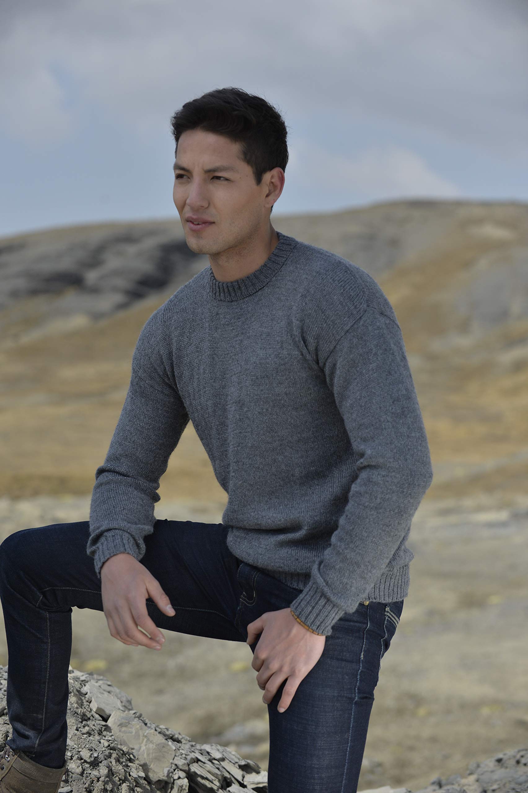 Gamboa Alpaka Warm und Weich Klassischer Pullover für Herren Rundhals Herren Alpaka Pullover
