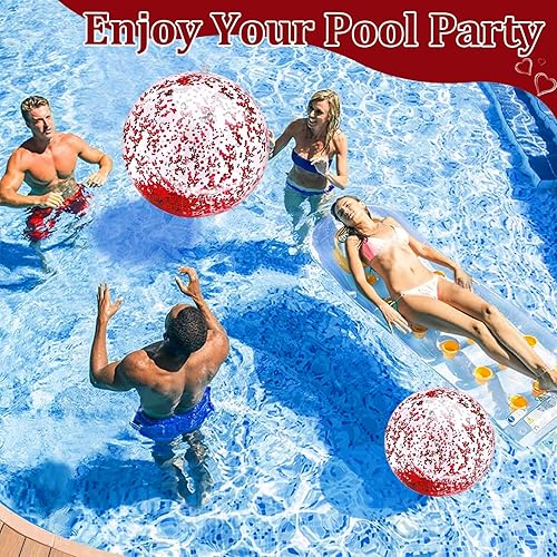 Miniatura 5 de TURNMEON Paquete de 5 pelotas de playa de lentejuelas para la piscina, juguetes de 16 pulgadas, 24 pulgadas, con purpurina, inflables,