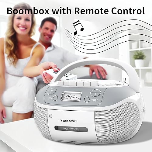 Miniatura 6 de Reproductor de CD Boombox Cassette Combo con radio AMFM, sonido estéreo, grabación portátil de cinta de radio AM FM con USBSD, conector para