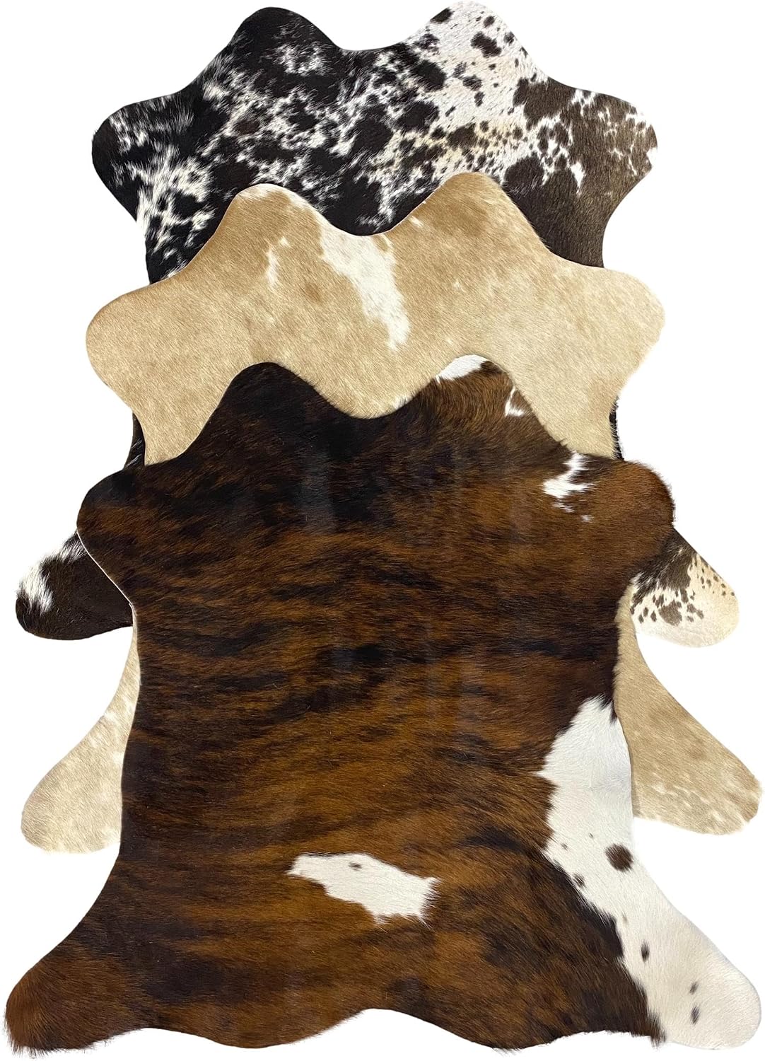 Mini Cowhide Cutouts 6 sq ft - Natural Hair-On Hide Rugs - Cowhide Rug Natural Cow Skin Cow Hide Leather Area Rug Hair On