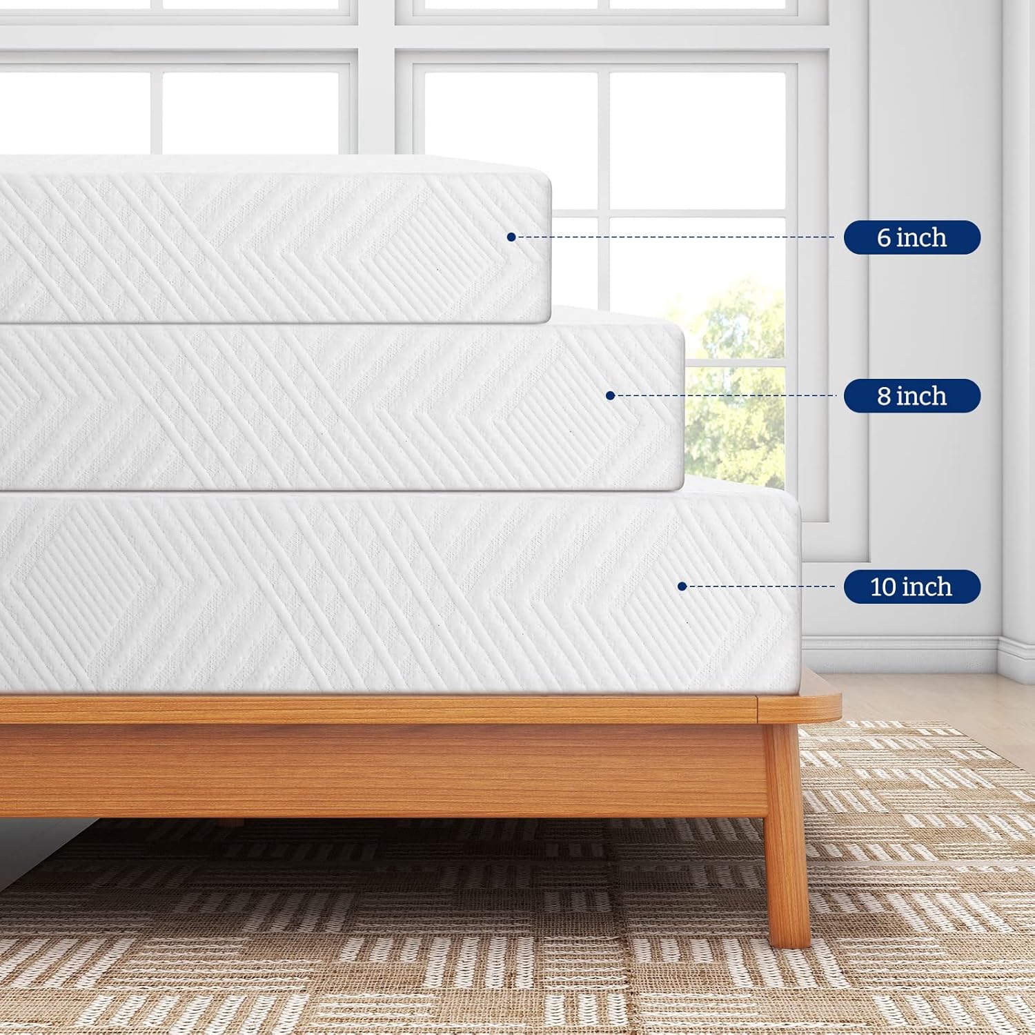 MLILY EGO Memory Foam Mattress, 10 inch Medium Firm Mattress Bed in a Box Green Tea and Cooling Gel Infused CertiPUR-US Certified, Made in USA (Queen)