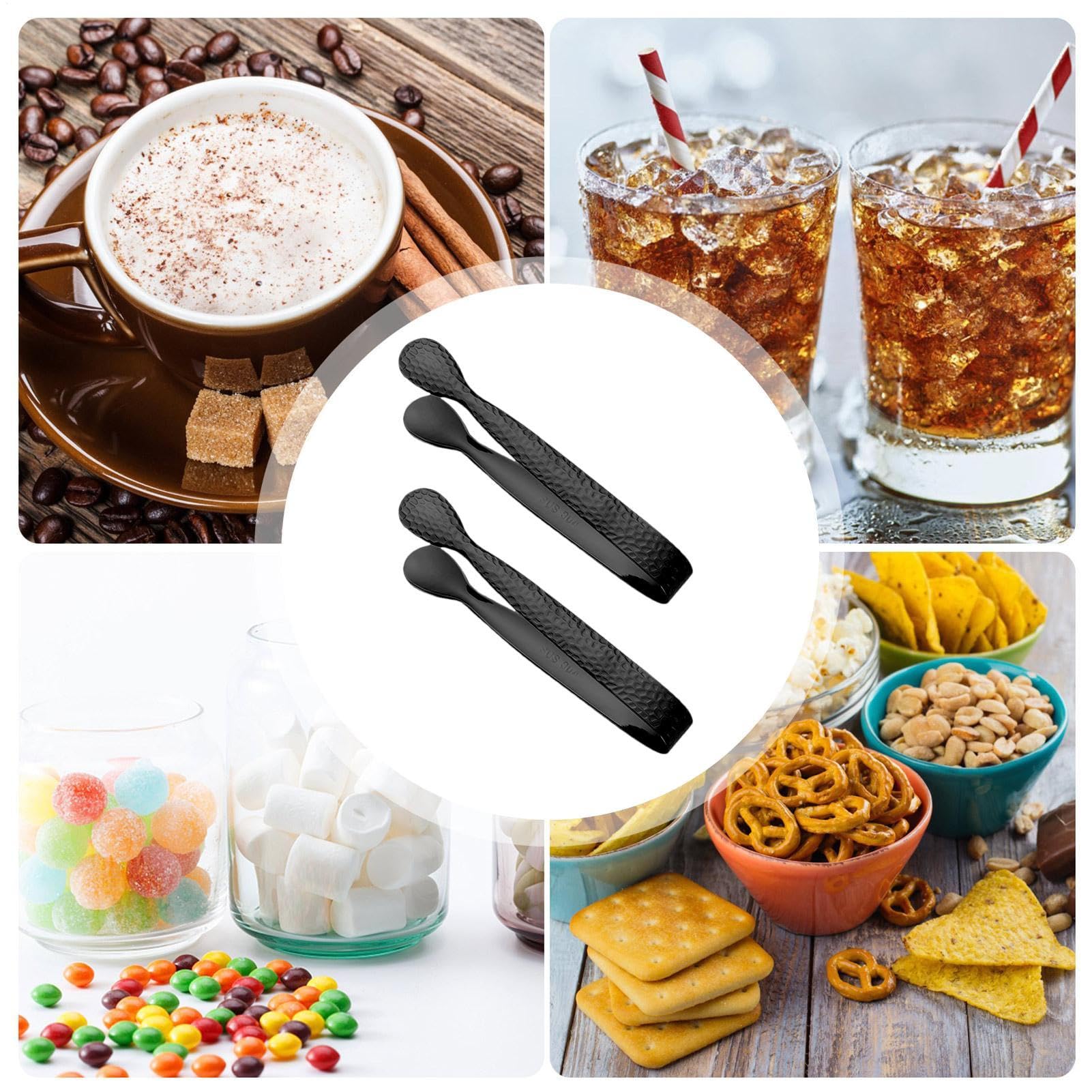 Pinzas de hielo para congelador, 2 unidades, acero inoxidable, pinzas para servir aperitivos, para rodajas de limón, barman, bebedores de té, panaderos, restaurantes, hoteles, clubes