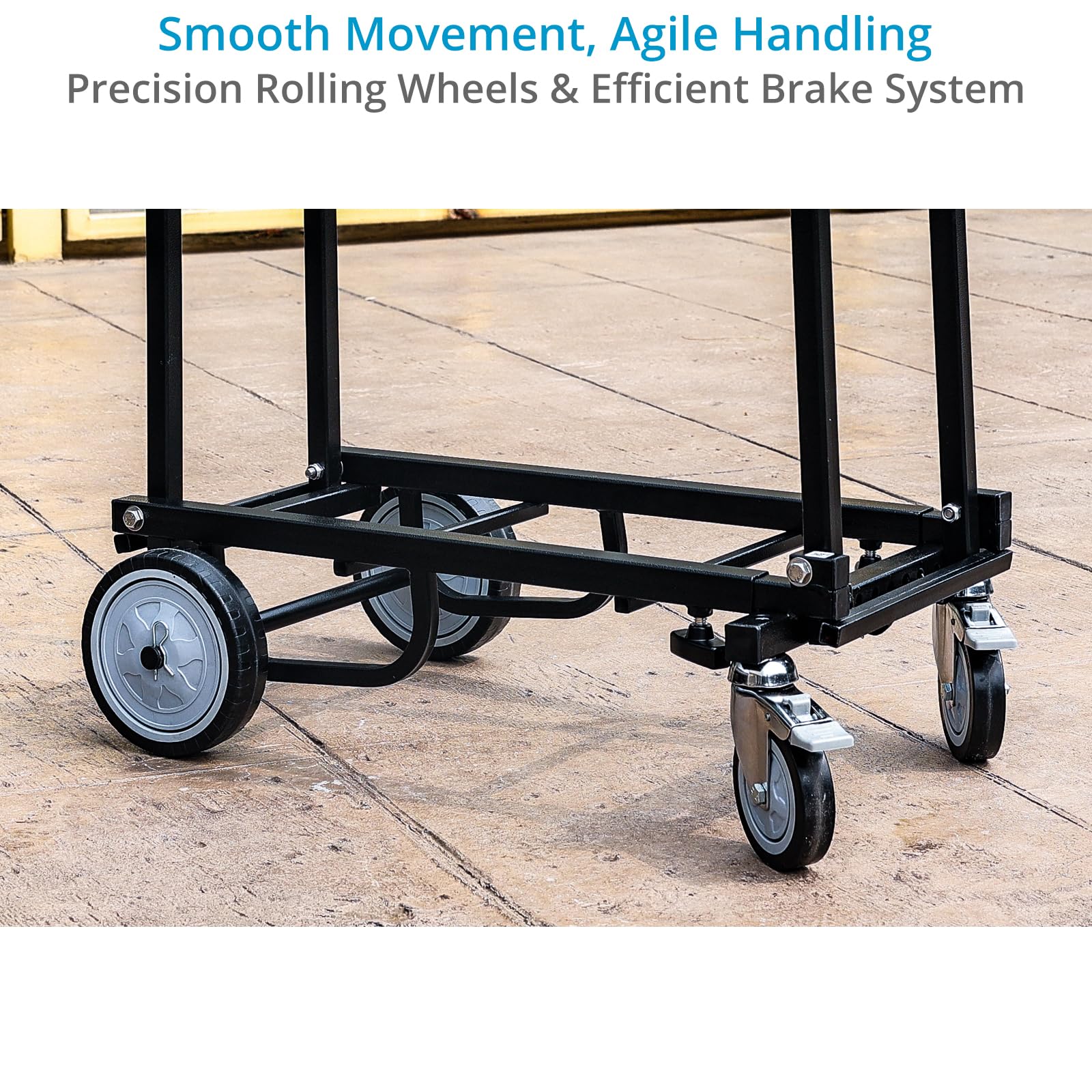 PROAIM Vanguard NANO składany wózek transportowy 8w1, udźwig 150 kg | Stalowy wózek z platformą 24–39″, koła 4″ skrętne i 6″ gumowe z hamulcami oraz składanym uchwytem.