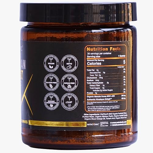 Miniatura 9 de NutroTonic Gomitas orgánicas SHILAJIT  Sabor a manzana y canela  Shilajit para hombres y mujeres  Sin azúcar añadido, endulzadas con miel de manuka