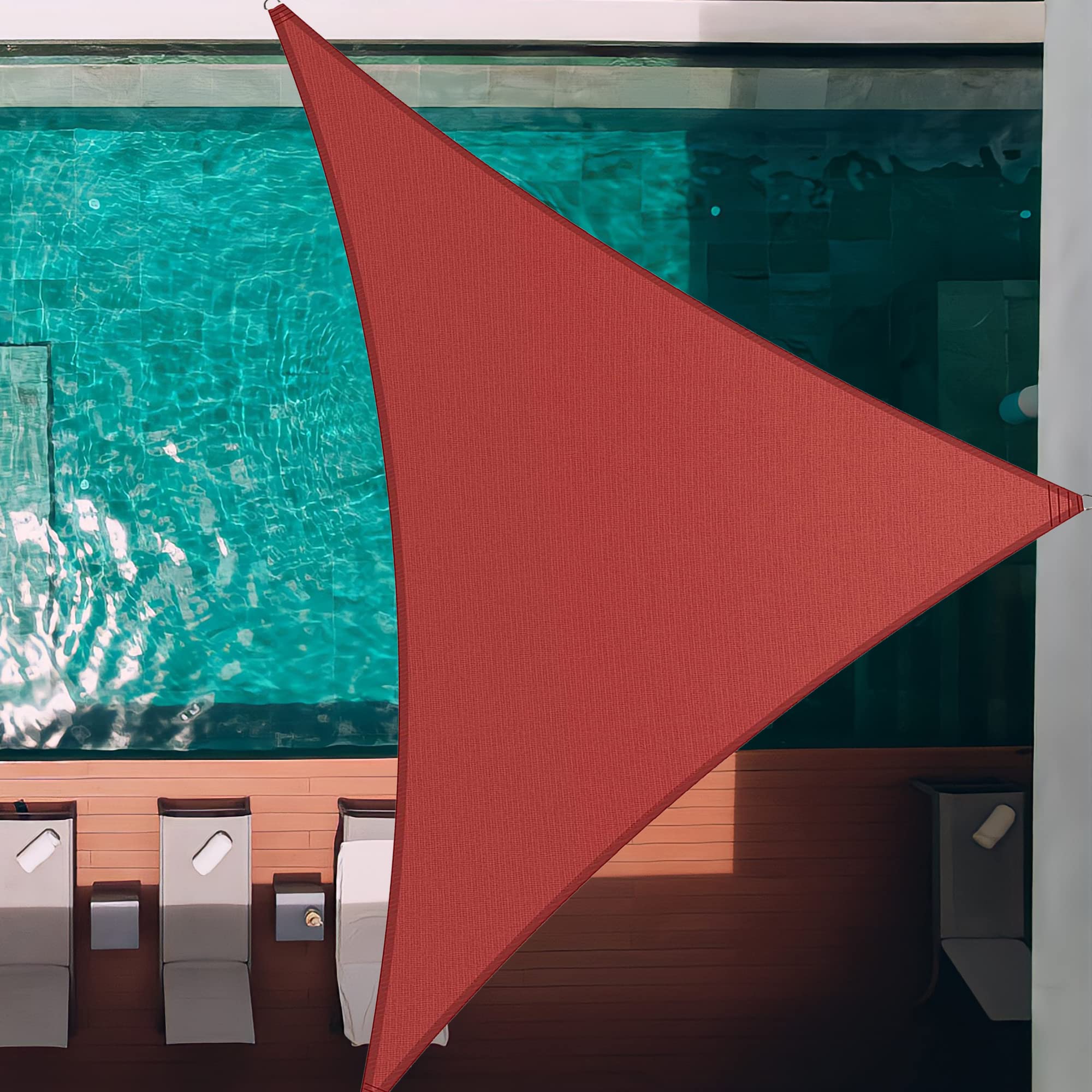 Palace World 32' x 32' x 32' Red Triangle Sun Shade Sail Sun Block Canopy Awning Commercial Grade 190 GSM Permeable UV Block for Outdoor Garden Backyard - We Make Custom Sizes