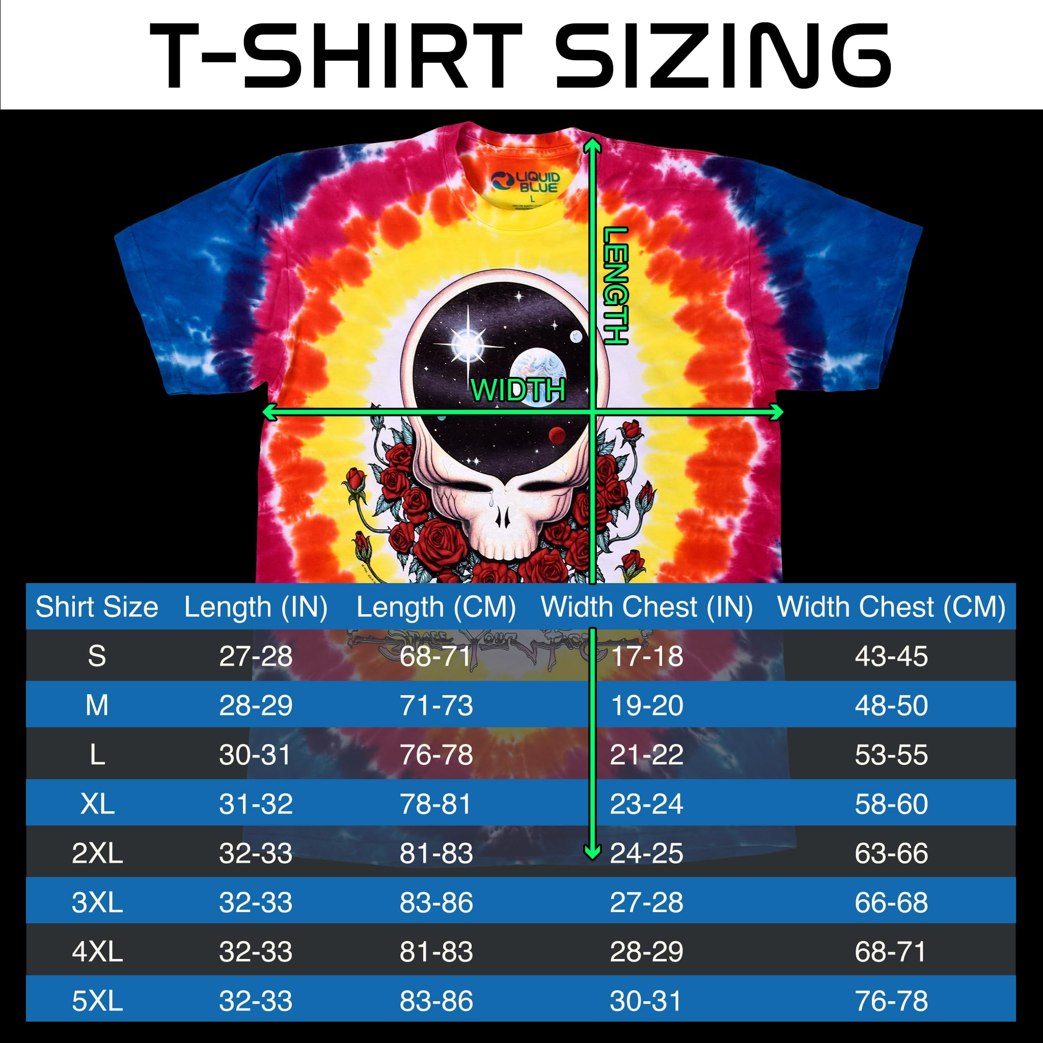 Liquid Blue Grateful Dead Space Your Face Short Sleeve T-Shirt Grateful Dead Space Your Face T-Shirt a Maniche Corte Uomo