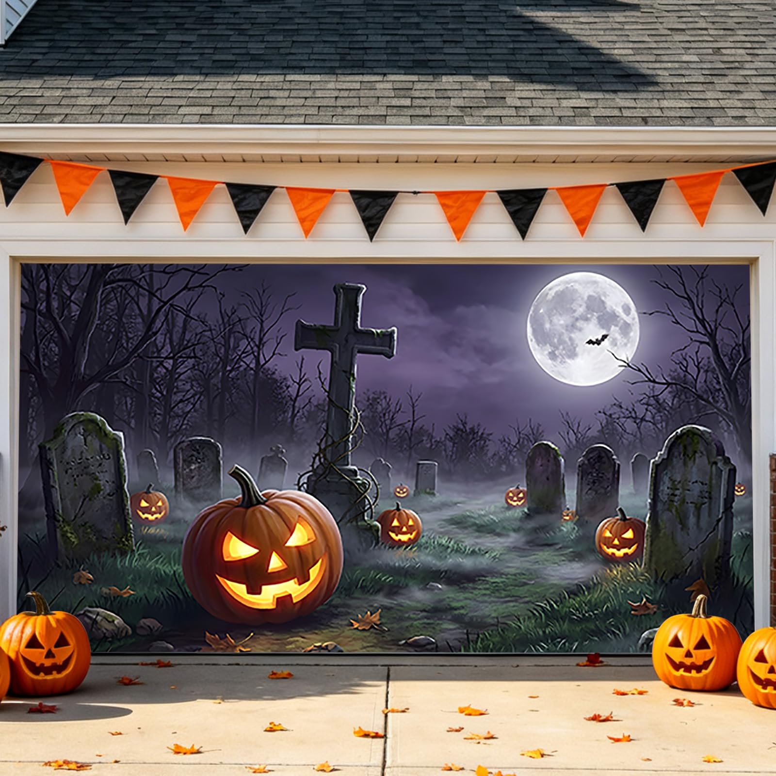 Halloween horror dekoracja domu, na imprezę, tło zewnętrzne