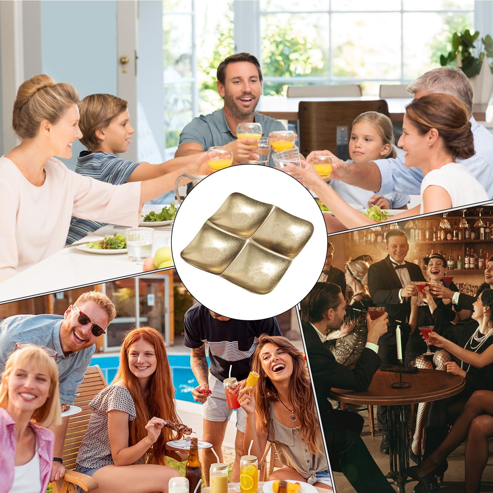Bandeja de servicio con divisiones decorativa para el hogar