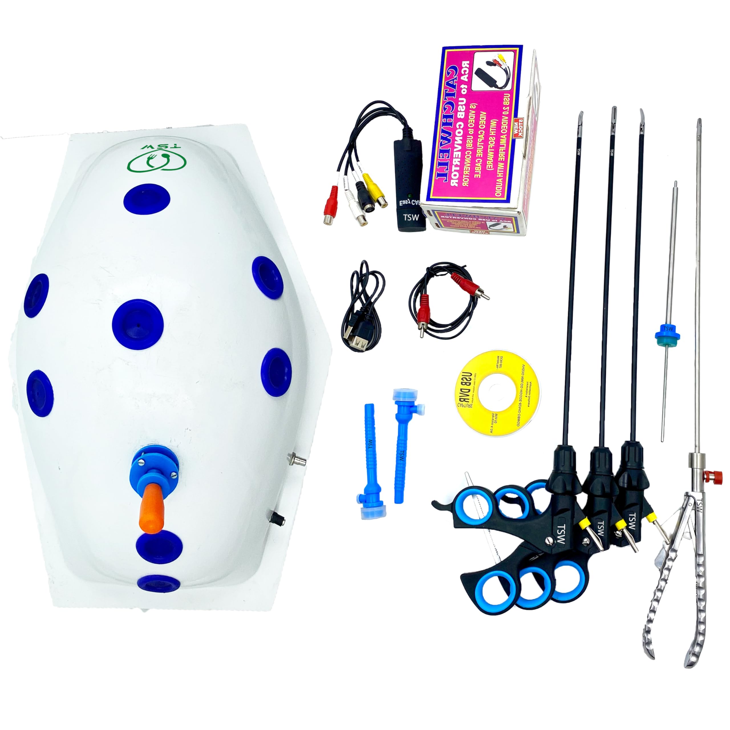 TSW Laparoscopic Endo Trainer With Complete Set | Beetle Shape Endotrainer | Laparoscopy Endoscopy Surgery Surgical Instrument Qty.1 Set