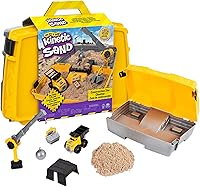 Kinetic Sand Construction Site Folding Sandbox with 2lbs Brown Sand, Dump Truck & Crane - Sensory Toys for Kids 3+