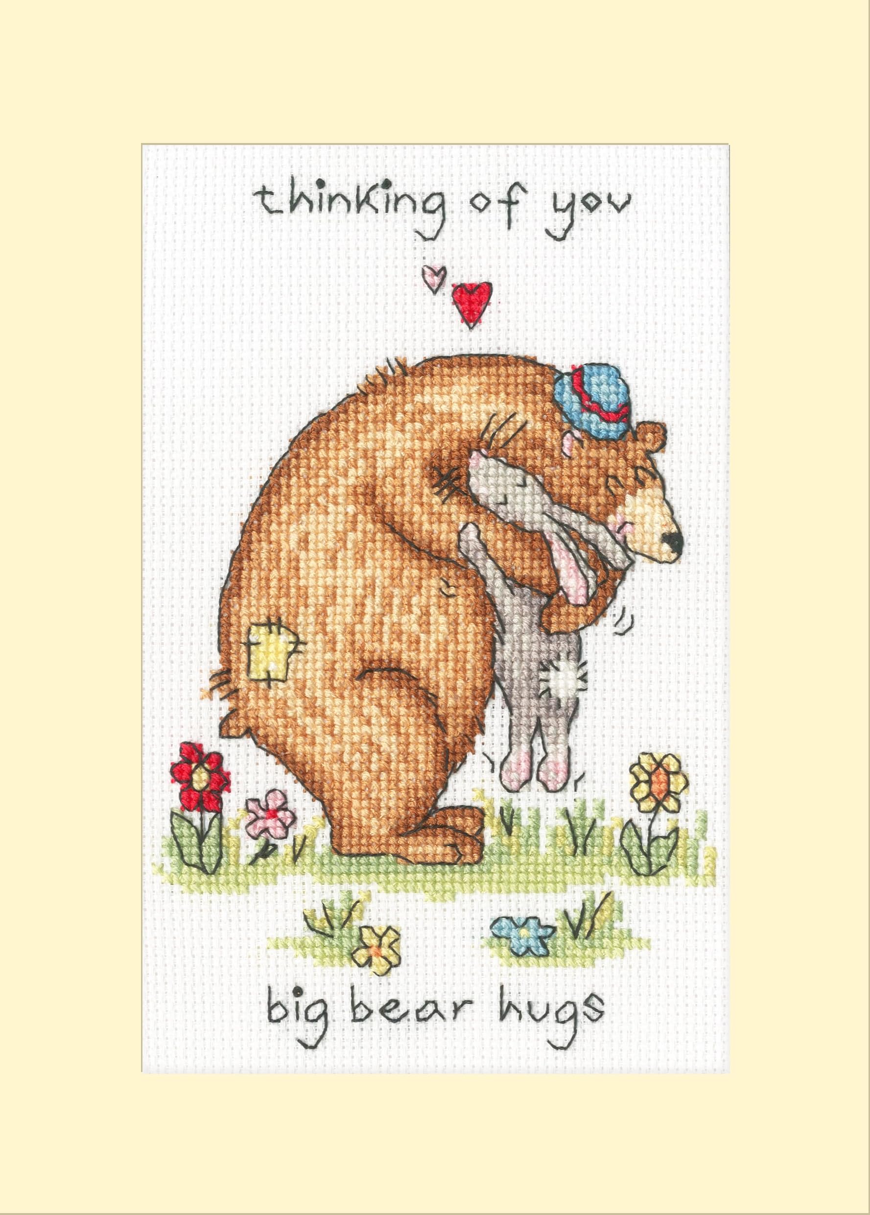 Bothy Threads Counted Cross Stitch Greetings Card Kit - Big Bear Hugs