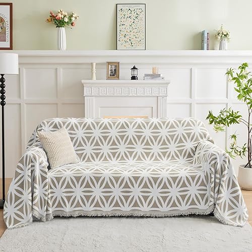 Miniatura 12 de LOMAO Funda de Sofá Fundas de Sofá para Sofá Seccional de 3 Cojines Fundas de Sofá en Forma de L con Borlas Protector de Sofá Lavable Reversible de