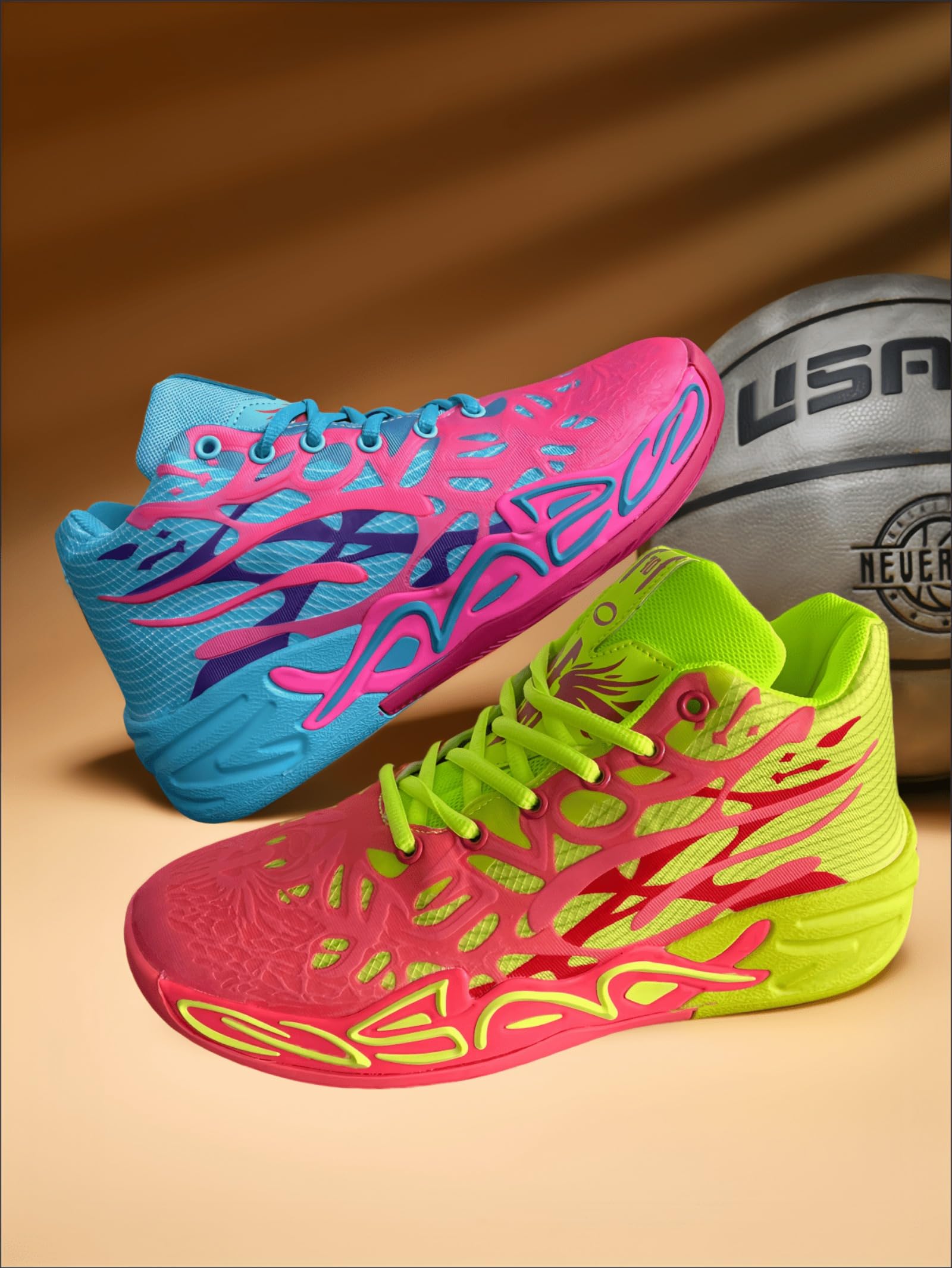 Scarpe da Basket da Uomo, in Mesh, Traspiranti, alla Moda, Sportive e for Il Tempo Libero, Scarpe Sportive(Blue Green,41 EU)