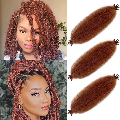 350 Marley Twist - Cabello trenzado de 16 pulgadas, cabello rizado de jengibre trenzado, cabello afro twist elástico, cabello crespo rojo cobre para