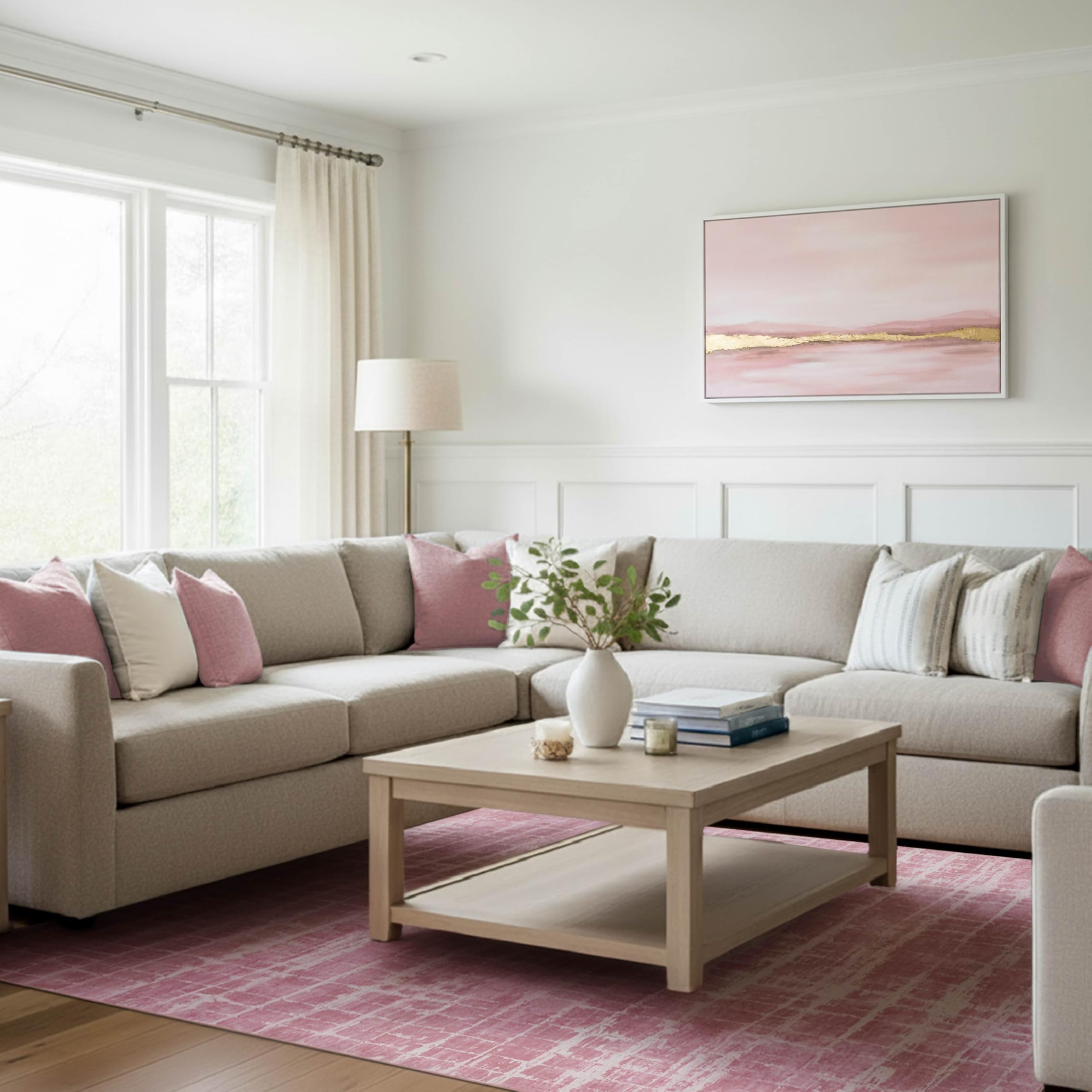 Wyatt &amp; Ash Dream Mink Washable Chenille 7'10" x 10' Area Rug Theo Pink