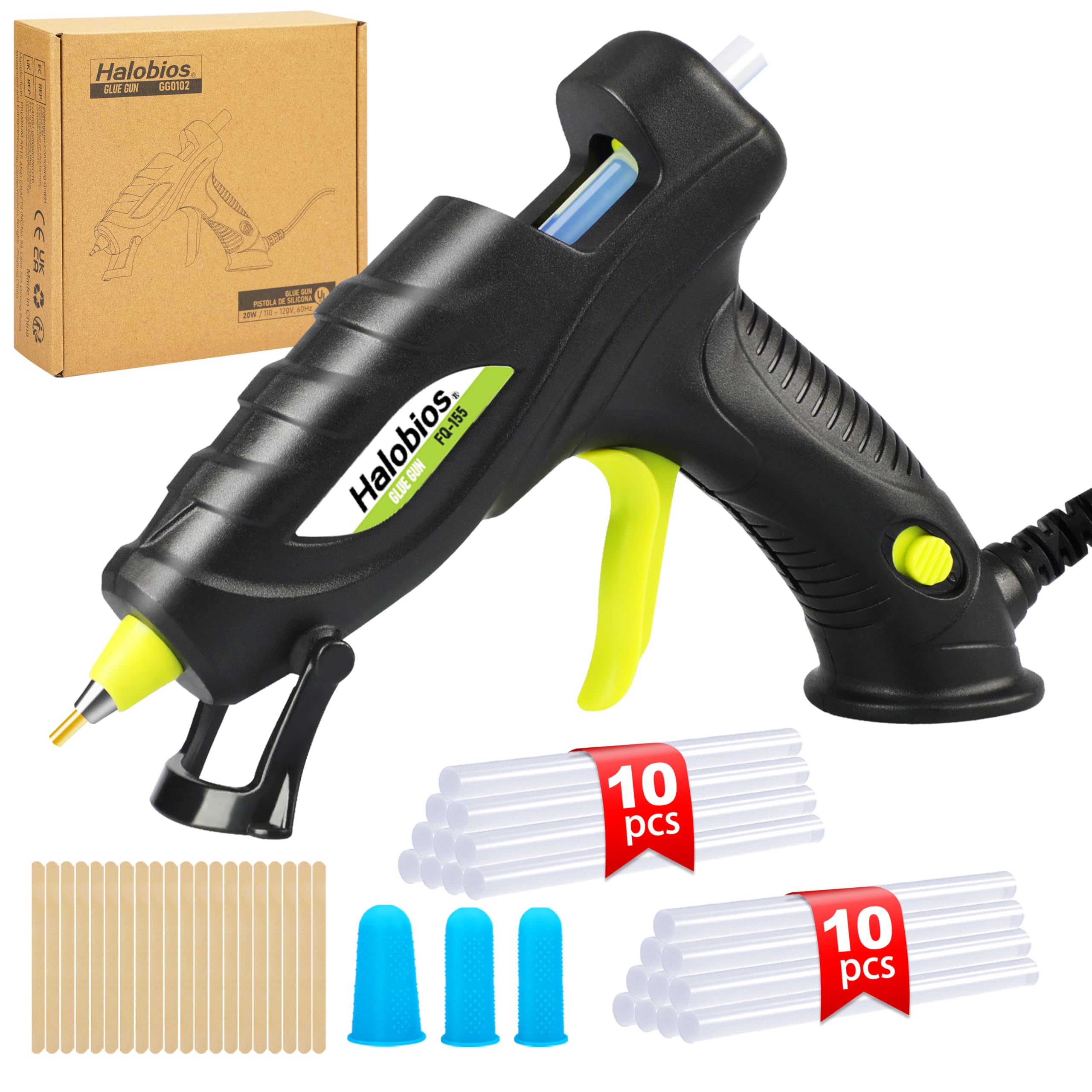 Glue Gun, 20W Hot Glue Guns with 20 Glue Sticks Glue Gun for Crafts, Glue Guns and Sticks Set for School Office DIY Arts Quick Home Repairs