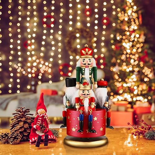 Miniatura 4 de Caja de música de cascanueces de madera, juguete de soldado cascanueces hecho a mano, figuras de cascanueces de Navidad, soldados, caja musical de