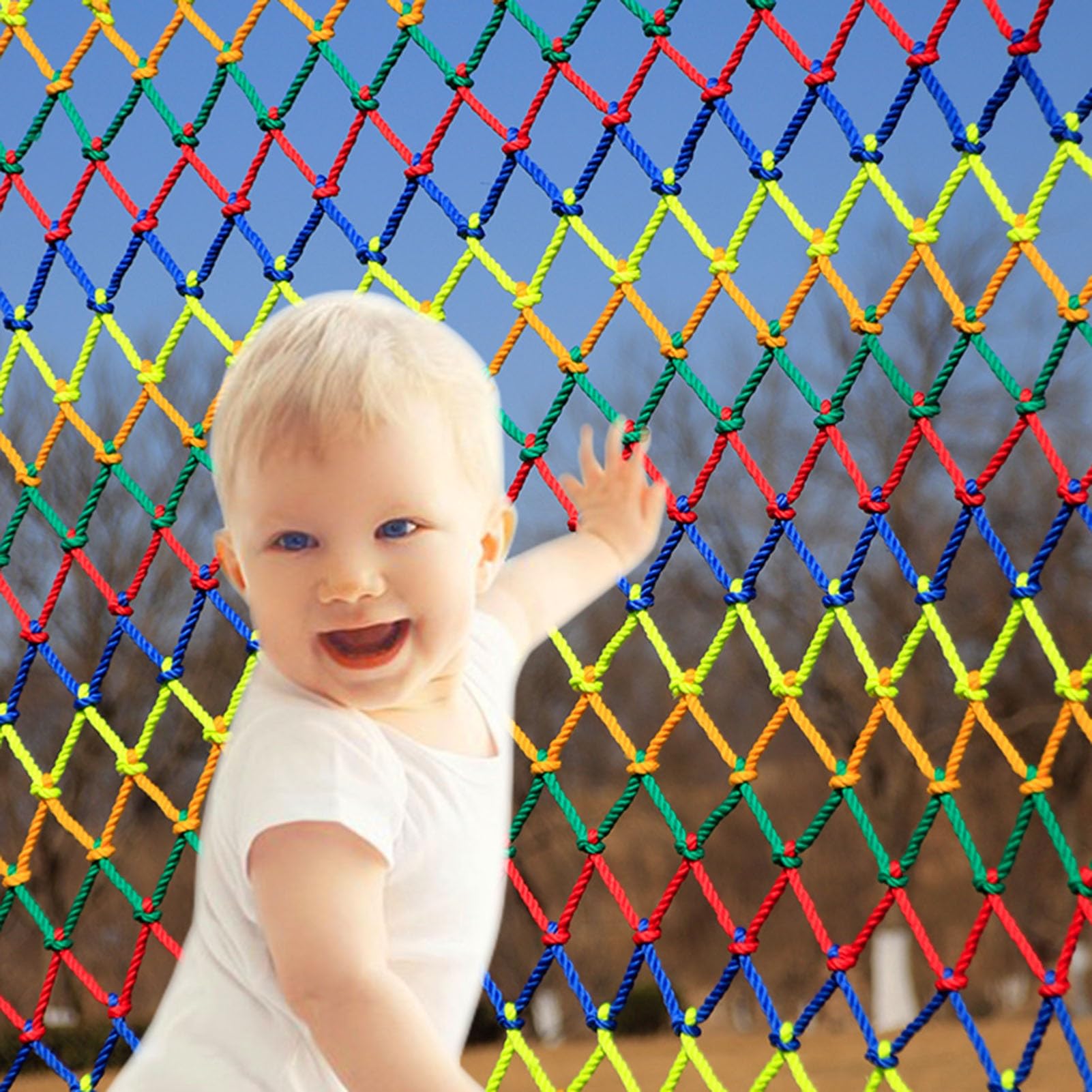 Red de seguridad para niños, red de protección decorativa para exteriores, para parque infantil, escalera, pared (2 x 6 m), red de seguridad infantil para zonas de juego seguras