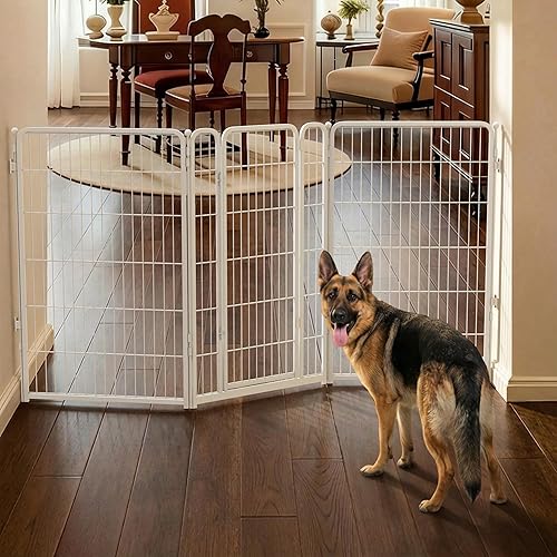 Miniatura 42 de FXW Puerta para perros extra ancha diseñada para uso en interiores, ancho ajustable de hasta 165 pulgadas de ancho (40 pulgadas de alto, 6 paneles