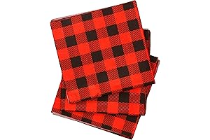 Iconikal Christmas Tissue Paper, Festive Red Buffalo Plaid, 20" x 20", 60 Sheets