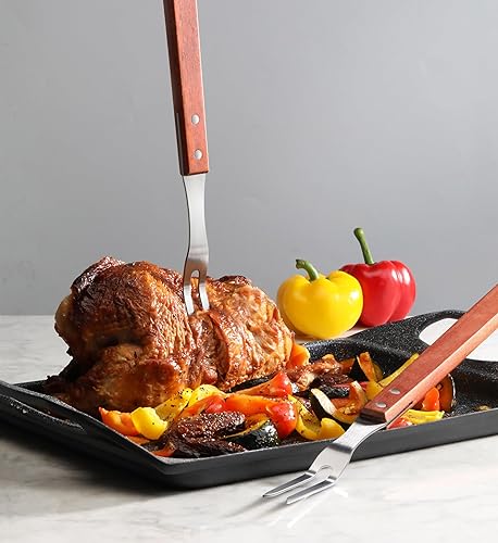 Miniatura 8 de New Star Foodservice  Tenedor para barbacoa de grado comercial, mango de madera (21 pulgadas)