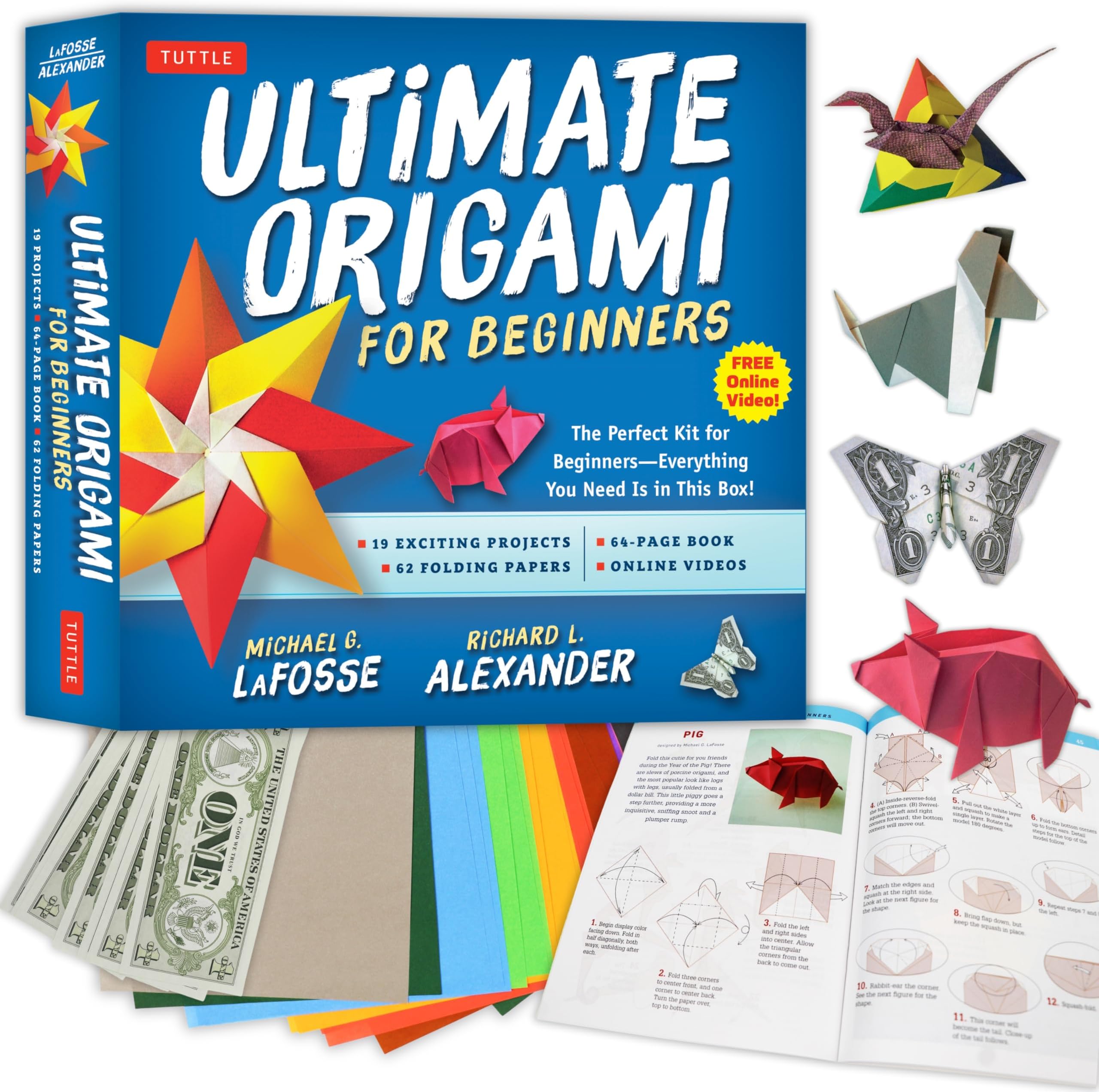Ultimate Origami for Beginners Kit: The Perfect Kit for Beginners-Everything you Need is in This Box!: Kit Includes Origami Book, 19 Projects, 62 Origami Papers & Video Instructions