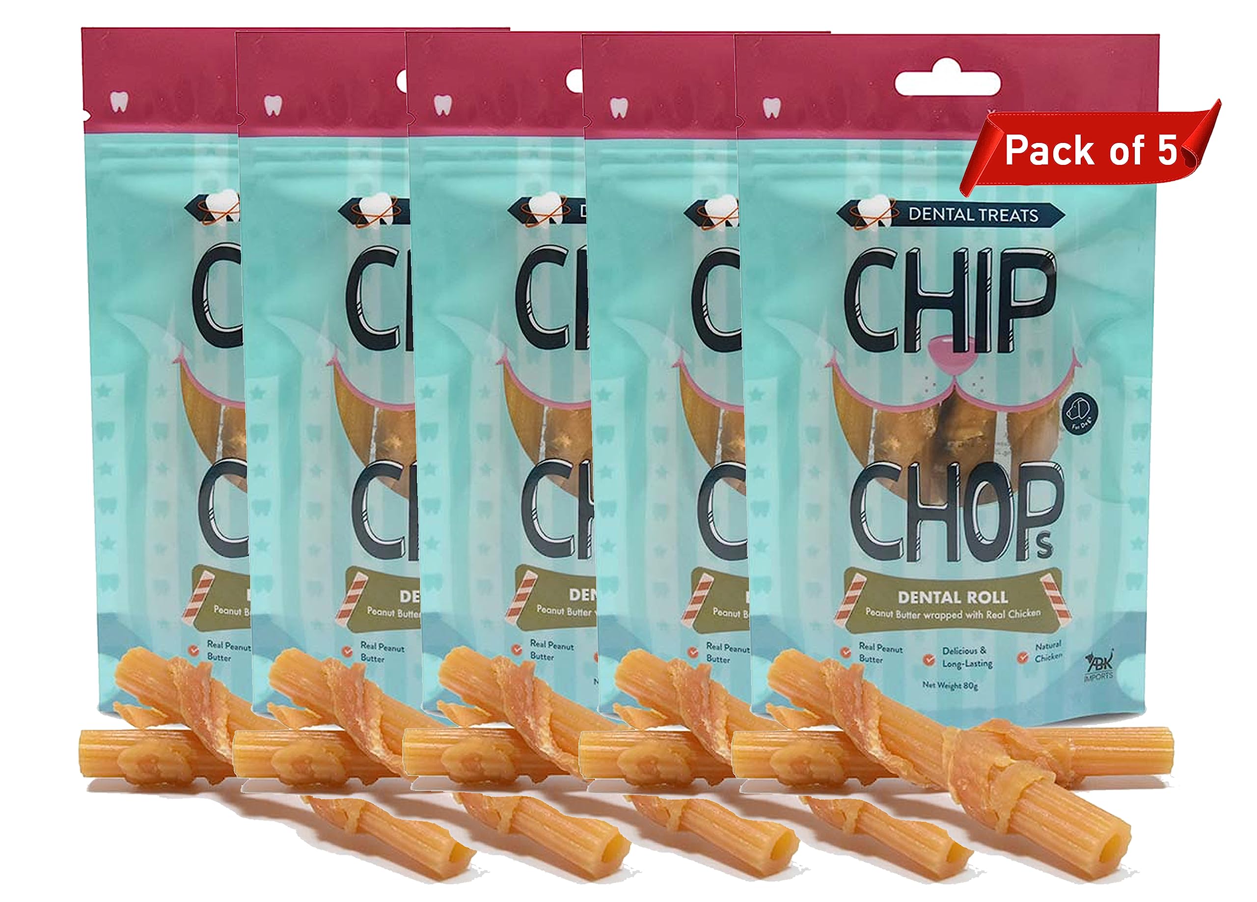 Chip Chops Dental Dog Treat: Peanut Butter Wrapped with Chicken Dental Roll (Pack of 5) (B0C8KMG77J) Amazon Price History, Amazon Price Tracker