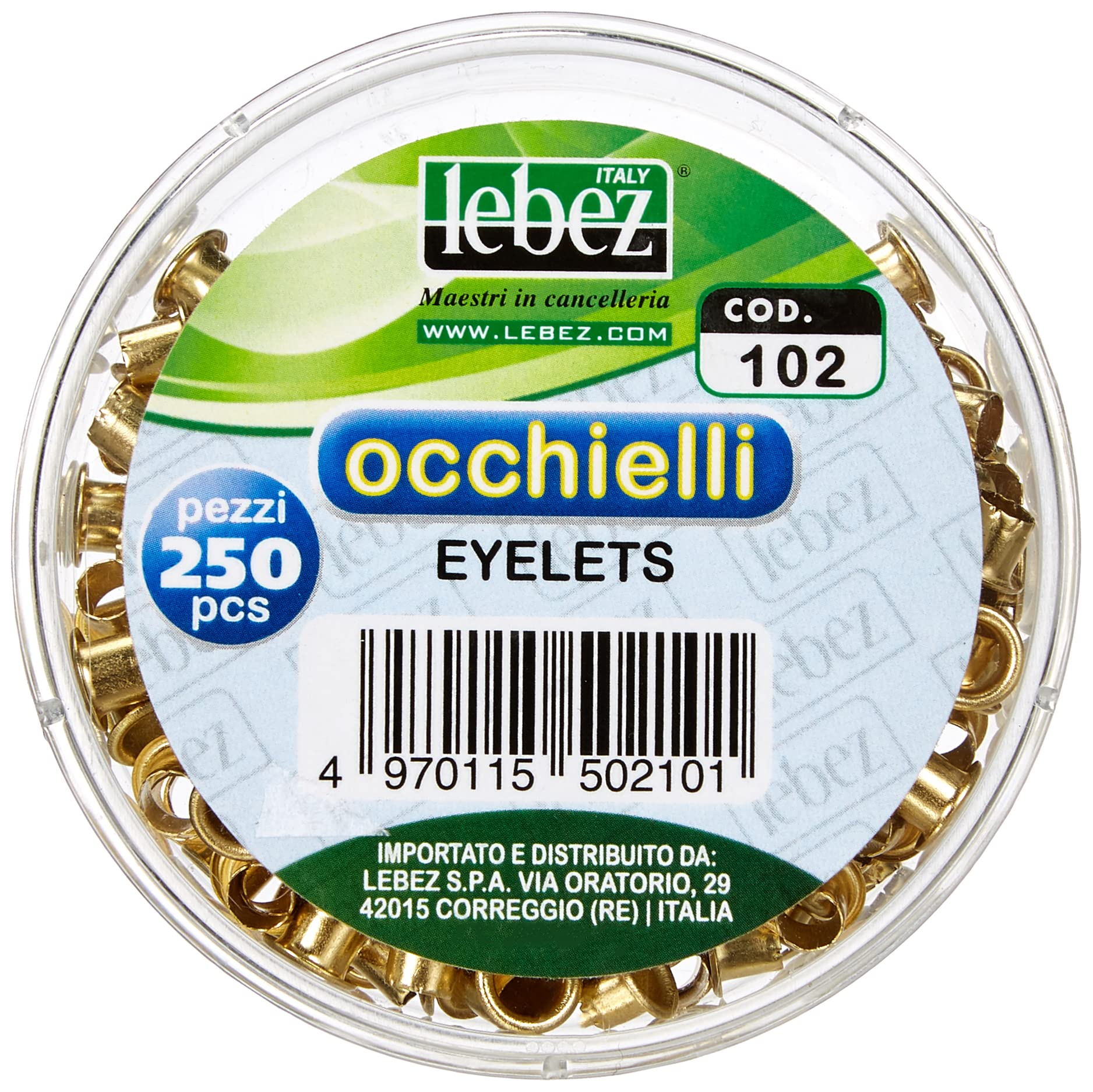 LEBEZ scatola 250 occhielli ottone per occhiellatrice diam. 5mm