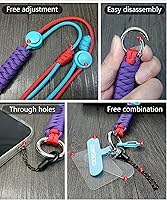 Vista 5 de Cordones para teléfono celular alrededor del cuello, cordón de muñeca para llaves, cordones para insignias de identificación, cordón ajustable