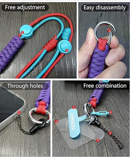 Miniatura 5 de Cordones para teléfono celular alrededor del cuello, cordón de muñeca para llaves, cordones para insignias de identificación, cordón ajustable para