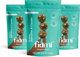 Fidmi Protein Balls | Snack Energy Ball | All Natural Ingredients | Keto Friendly (Chocolate Chips & Spiruline) - Pack of 3