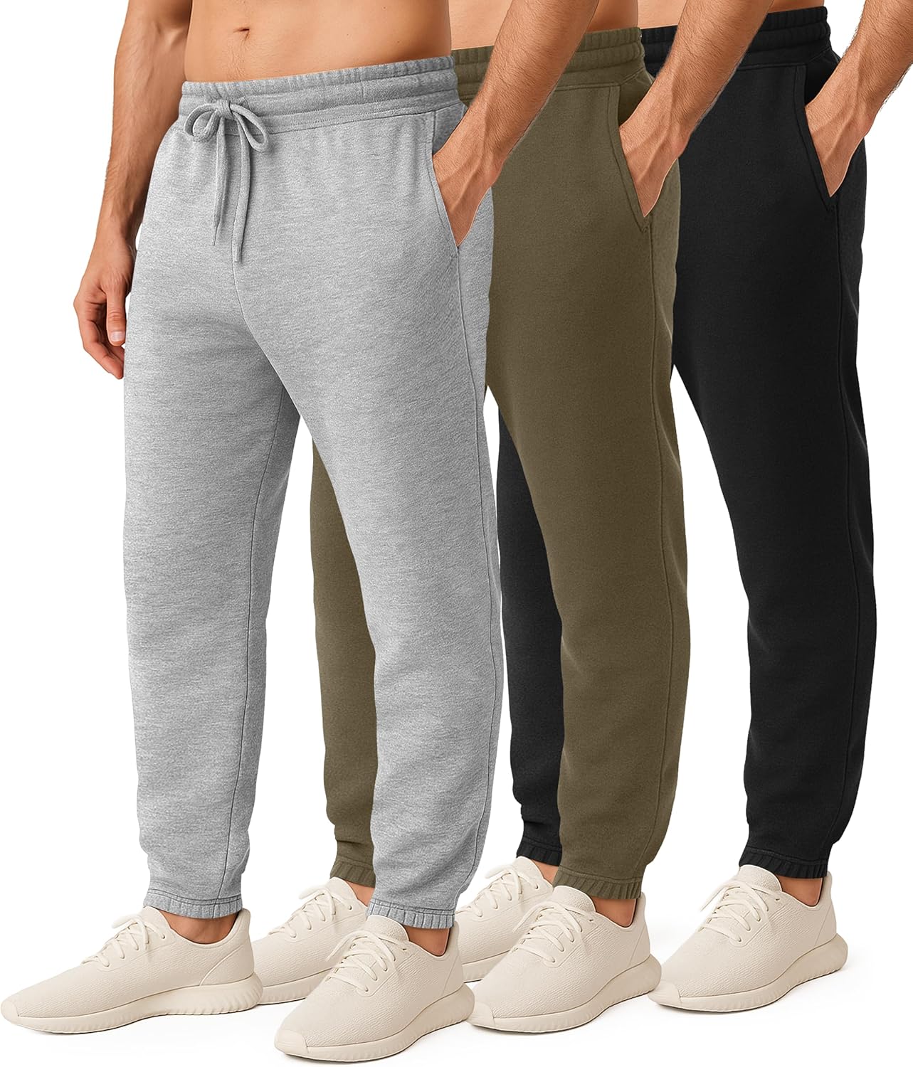 Real Essentials 3 Pack: Men’s Cotton Fleece Jogger Sweatpants – Casual Comfy Athletic Pants with Pockets (Big & Tall) Real Essentials 3 Pack: Men’s Cotton Fleece Jogger Sweatpants – Casual Comfy Athletic Pants with Pockets (Big & Tall)