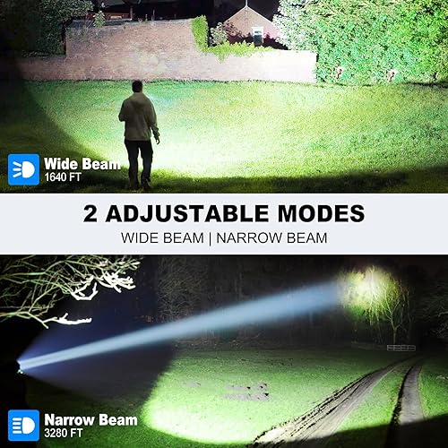 Miniatura 6 de Linternas recargables de alto lúmenes, paquete de 2 99000 lúmenes linterna LED súper brillante con 5 modos e impermeable, carga rápida USB, luz de