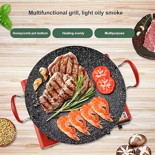 Vista 13 de Tyenaza Sartén coreana para barbacoa, sartén antiadherente para pizza, sartenes planas redondas, compatibles con estufas y inducción, para hornear