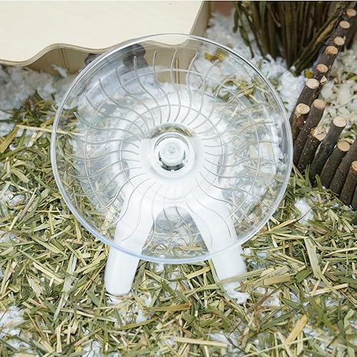 Miniatura 4 de Rueda de hámster silenciosa, rueda de ejercicio para hámster, plato volador para hámsters, jerbos, ratones y otras mascotas pequeñas (blanco)