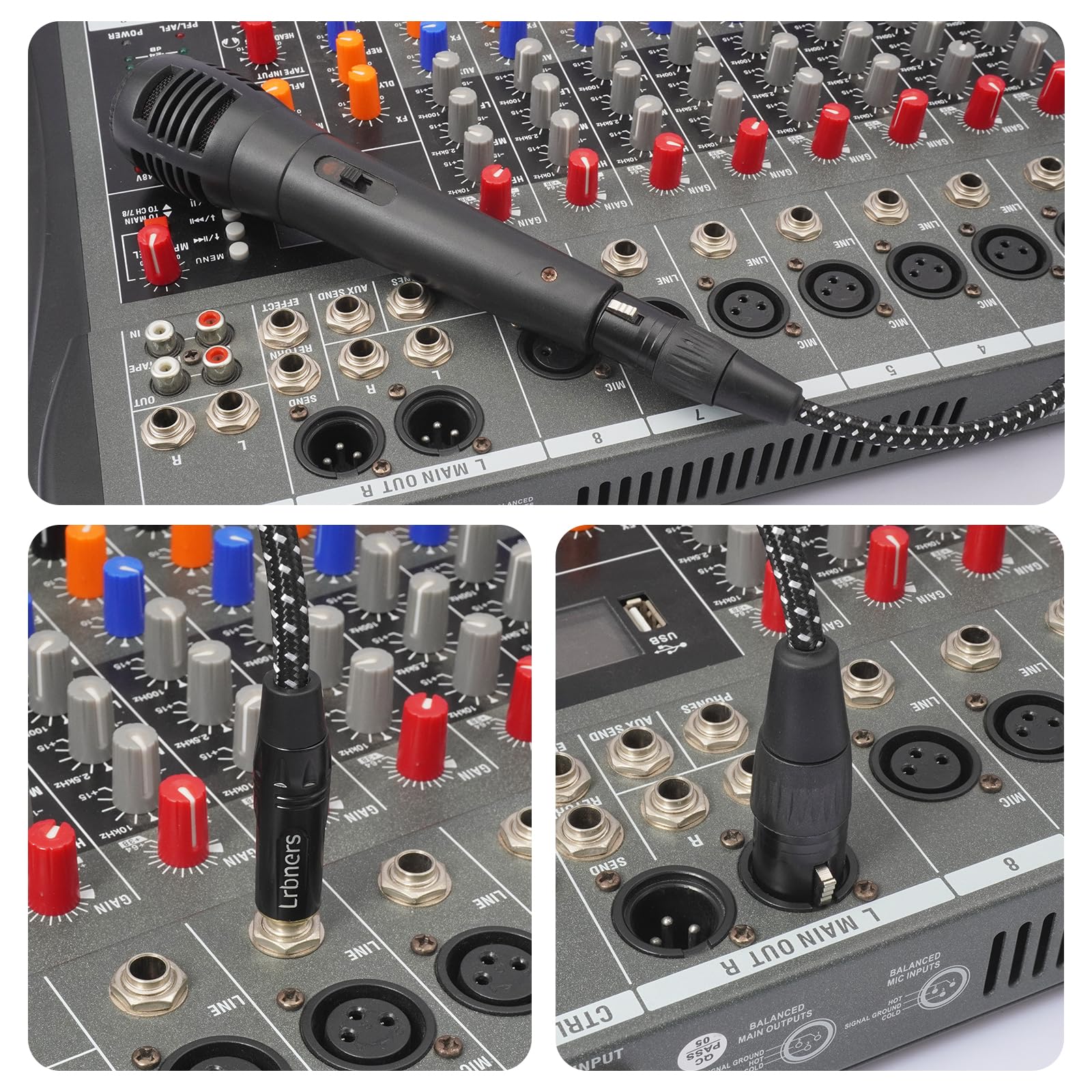 6,35 mm TRS-Stecker auf XLR-Buchse, doppelt geschirmtes, geflochtenes Audiokabel, TRS auf XLR, vergoldete Zinklegierungsstecker für Mischpulte/Mikrofon/Bühne, 2 Stück