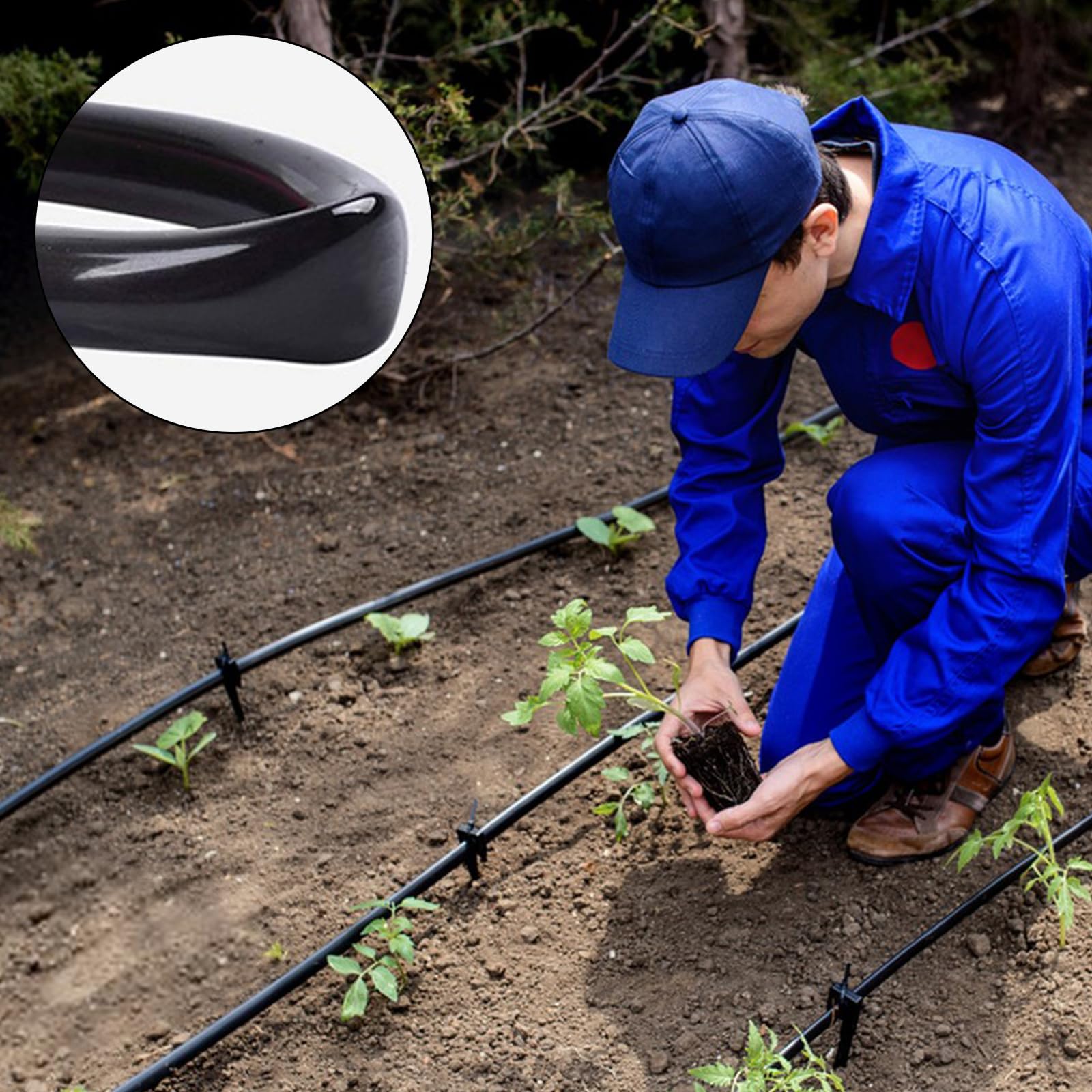 Manguera de Riego por Goteo de 30 M, Tubo de Riego por Goteo de 1/4 Pulgadas, Goteo Rollo Negro, para Agricultura y Jardines Particulares