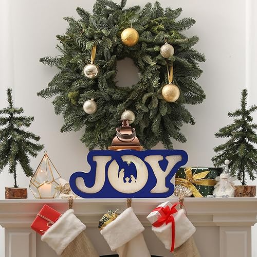 Miniatura 7 de Crenics Decoración de mesa de Navidad iluminada, letrero de mesa religiosa de Jesús de Navidad, decoración de puerta de Navidad, letreros de madera