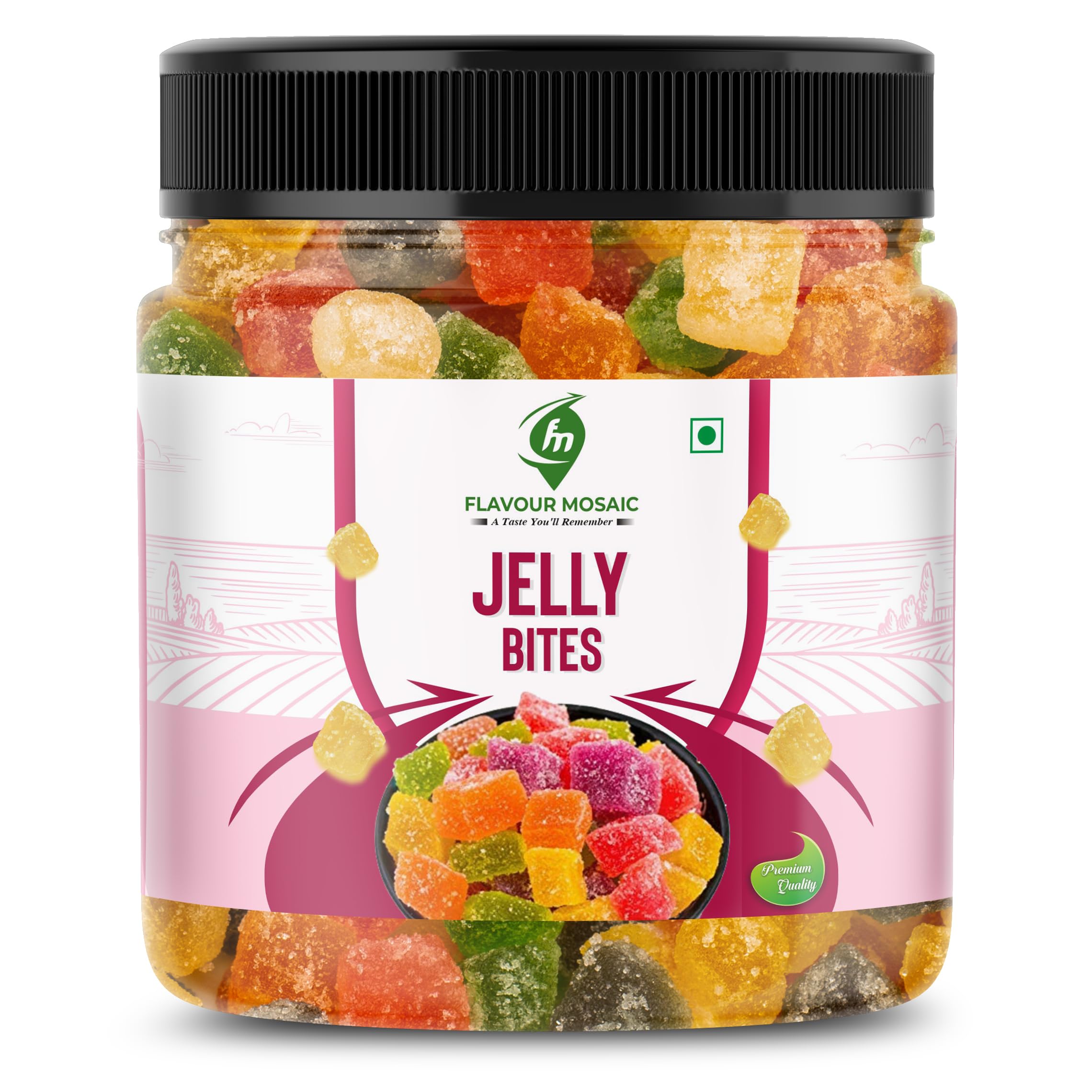 FLAVOUR MOSAIC Jelly Bites | 1.2Kg | Colorful & Delicious Flavors | Vegetarian, No Gelatin with Natural Fruit Sugar | Mix Fruit Jelly (Pack of 3, 400gm each)