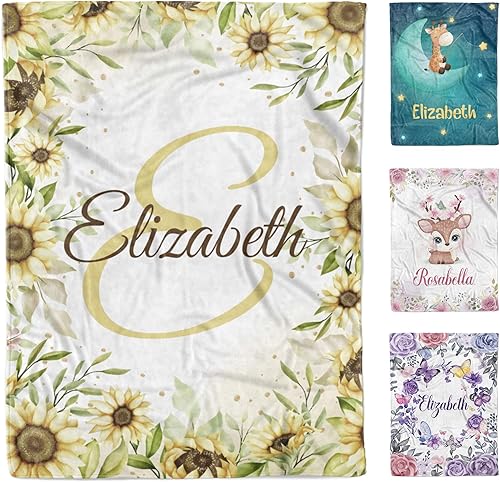 Miniatura 7 de AVIClothes Manta de bebé niña personalizada, mantas personalizadas de elefante para bebé, manta de bebé con nombre para niña, 30 x 40 pulgadas,