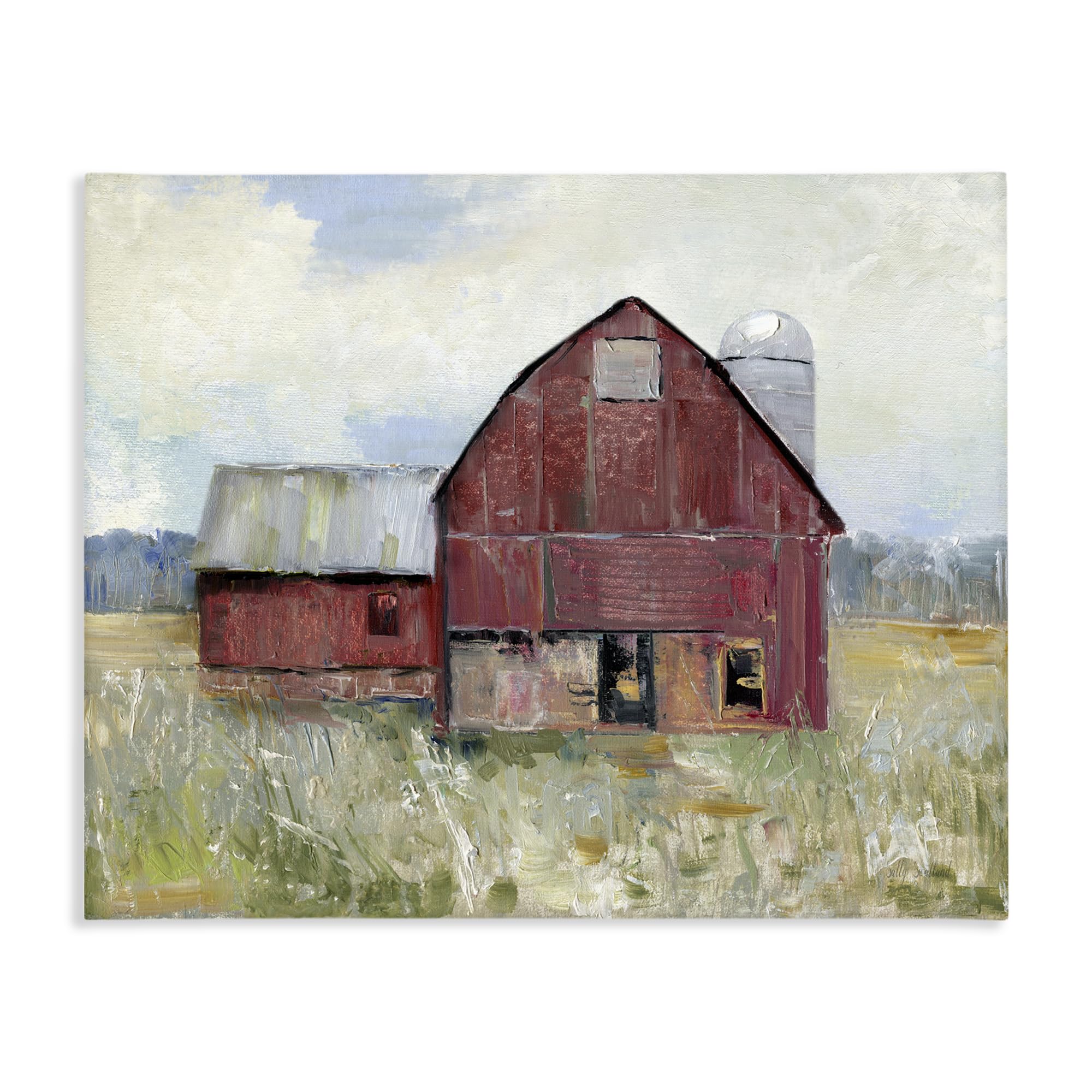 Stupell Industries 'Red Rugged Barn', Canvas Art, 20 x 16 Inches, Easy to Hang and Sturdy, Made in USA, by Sally Swatland