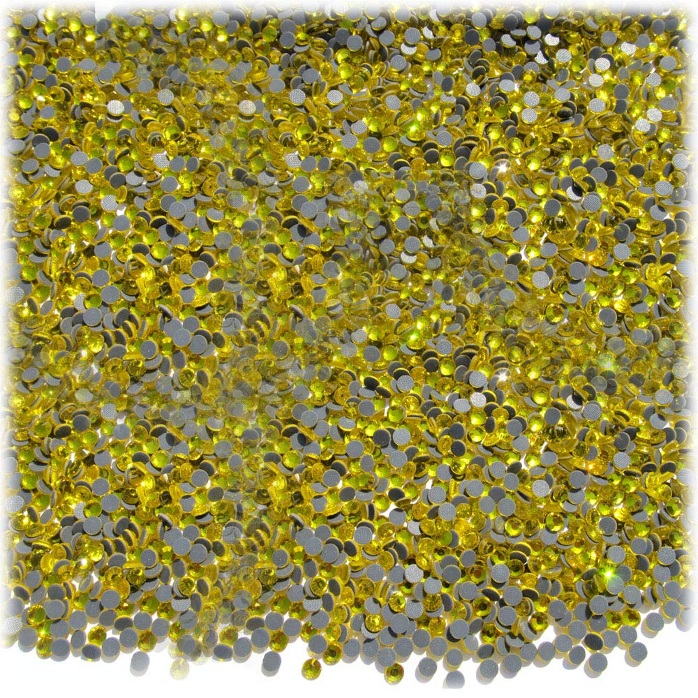 The Crafts Outlet 720-pc Iron On Heat induced Glue, Glass Rhinestones, 2mm (6ss) XX-Small - Champagne (Light Topaz)