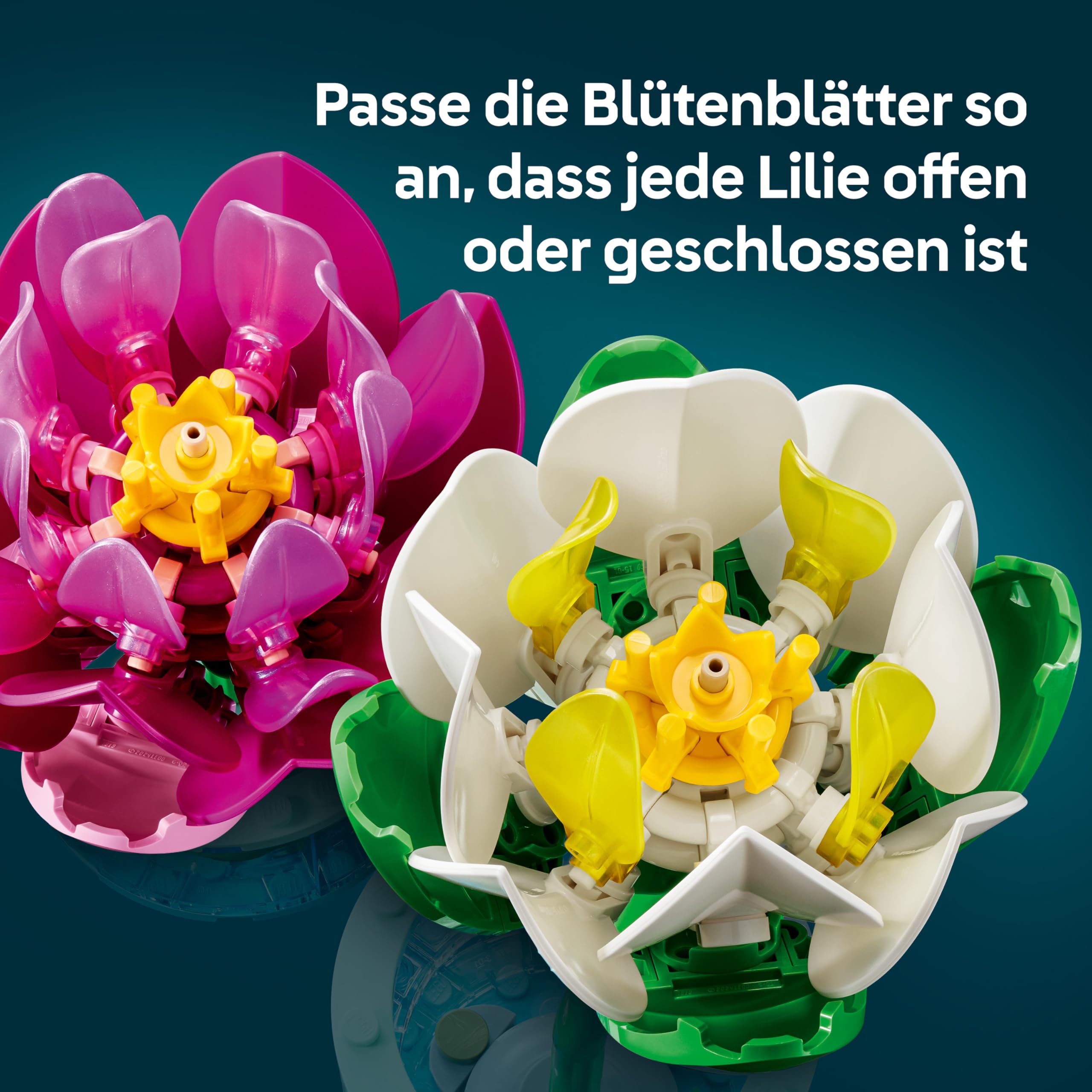 LEGO Botanicals Seerosen - Kunstblumen Set mit 2 künstlichen Topfpflanzen in transparenten Vasen - DIY Kinderzimmer Deko - Geschenk für Mädchen ab 9 Jahren & Erwachsene Blumenliebhaber - 11511