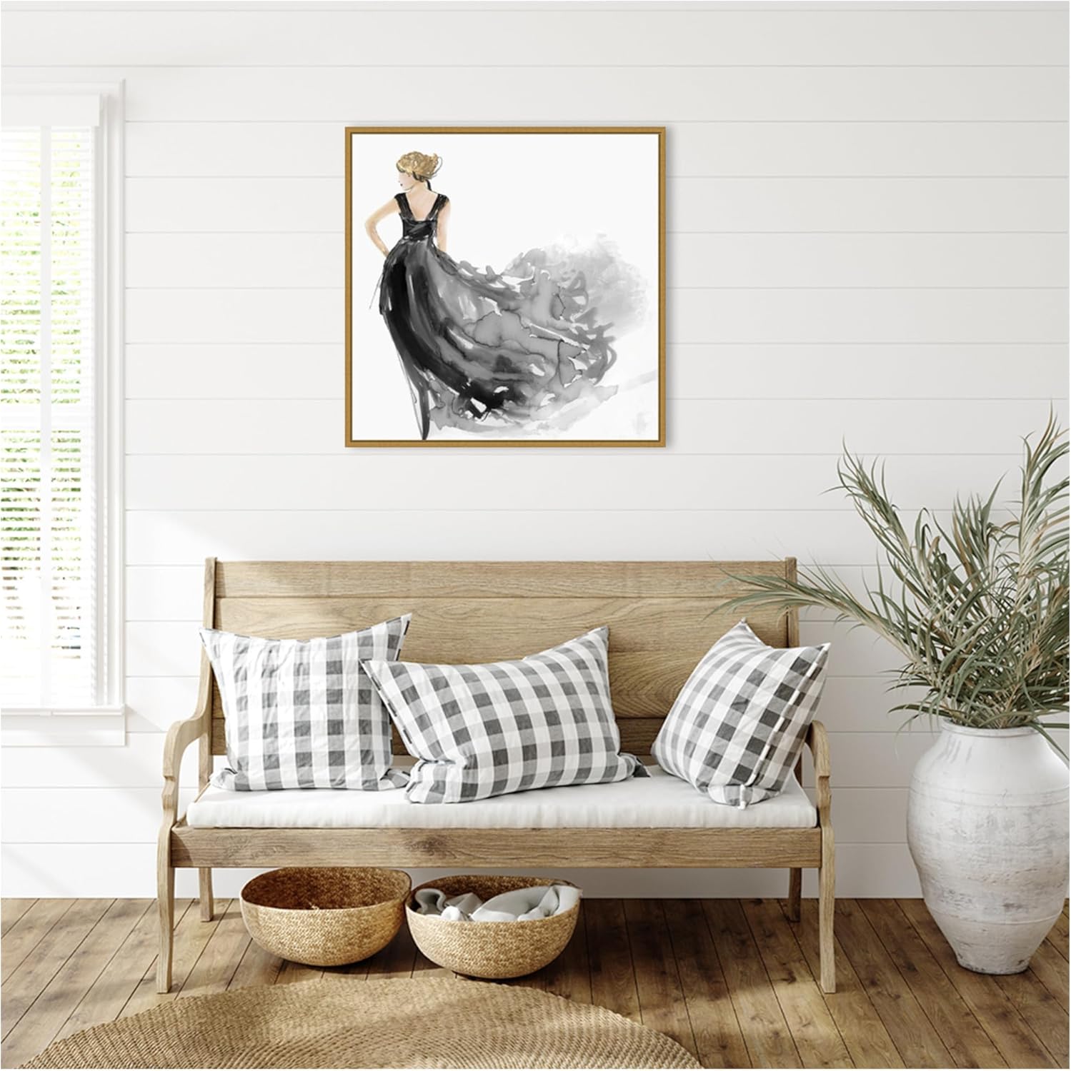 Amanti Art Framed Canvas Wall Art 30x30 Woman in Black Dress I by Aimee Wilson, Framed Wall Art Canvas, People Artwork, Modern Decor, Large Poster Painting for Living Room, Bedroom, Bathroom, Kitchen