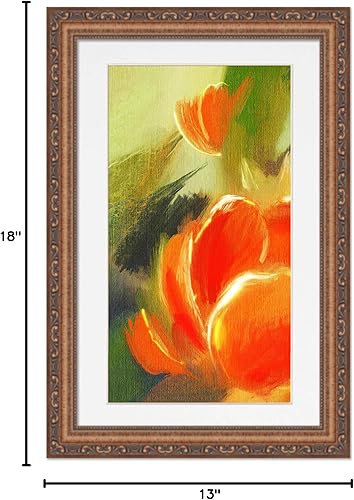 Miniatura 10 de Marco de 13 x 18 pulgadas con paspartú, marco dorado antiguo de 15 x 20 pulgadas, madera hecho para exhibir impresión o póster de 13 x 18 pulgadas