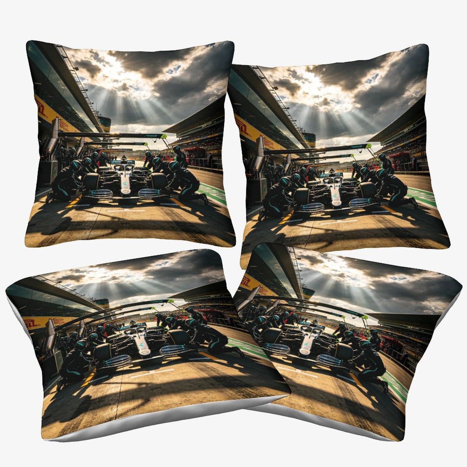 Dafufbw Mercedesse Racing-1 Cushion Cover 40X40cm, 4Pcs Mercedesse Racing, Microfiber Pillow Cover Decorative Pit Stop Throw Pillows Farmhouse Decor For Home Cushion Case
