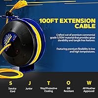 Vista 5 de Goodyear Carrete de cable de extensión retráctil de 14 AWG x 100 pies 3C SJTOW Cable SJTOW Conector triple Clasificación de potencia 125 voltios CA